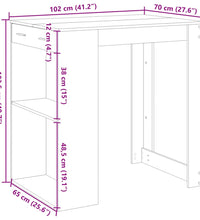 Bartisch Weiß 102x70x103,5 cm Holzwerkstoff