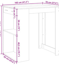 Bartisch Räuchereiche 102x70x103,5 cm Holzwerkstoff
