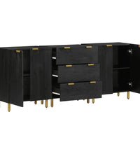 3-tlg. Sideboards Schwarz Holzwerkstoff