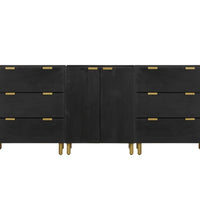 3-tlg. Sideboards Schwarz Holzwerkstoff