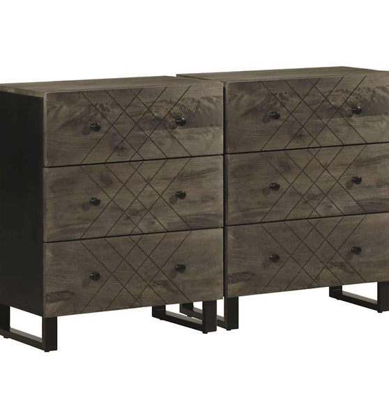 Sideboards 2 Stk. Schwarz 60x33x75 cm Massivholz Mango