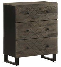 3-tlg. Sideboards Schwarz 60x33x75 cm Massivholz Mango