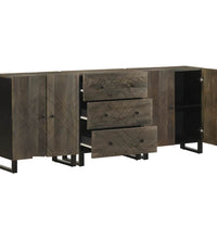 3-tlg. Sideboards Schwarz 60x33x75 cm Massivholz Mango