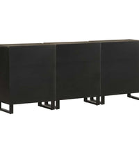 3-tlg. Sideboards Schwarz 60x33x75 cm Massivholz Mango