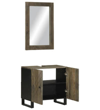 2-tlg. Badmöbel-Set Schwarz Massivholz Mango