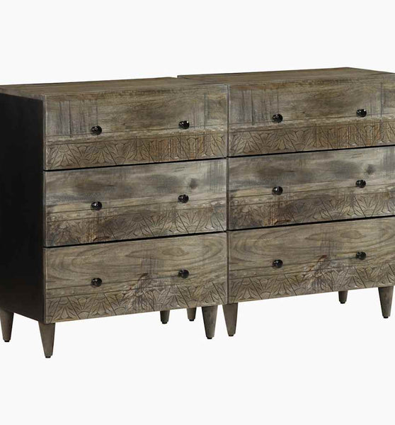 Sideboards 2 Stk. Hellgrau 60x33,5x75 cm Massivholz Mango