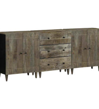 3-tlg. Sideboards Hellgrau 60x33,5x75 cm Massivholz Mango