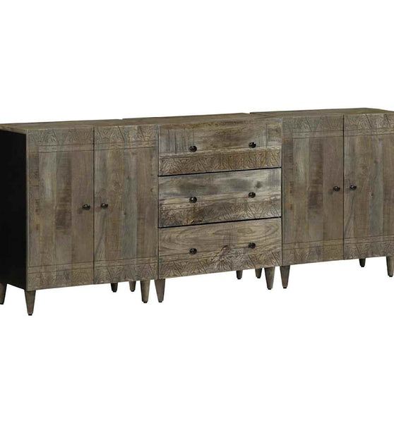 3-tlg. Sideboards Hellgrau 60x33,5x75 cm Massivholz Mango