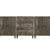 3-tlg. Sideboards Hellgrau 60x33,5x75 cm Massivholz Mango