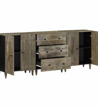 3-tlg. Sideboards Hellgrau 60x33,5x75 cm Massivholz Mango