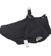 Hundemantel mit Geschirr Wasserdicht Reflektierend Schwarz 5XL