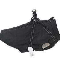 Hundemantel mit Geschirr Wasserdicht Reflektierend Schwarz 6XL