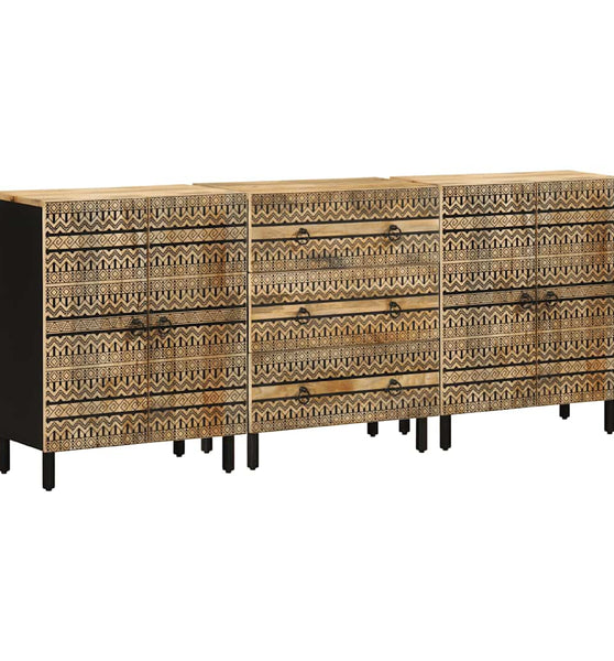 Sideboards 3 Stk. Massivholz Mango