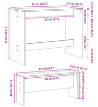 3-tlg. Esstisch und Bank Set Weiß Holzwerkstoff
