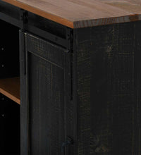 Sideboard HALDEN mit Schiebetür Schwarz 80x40x80 cm Massivholz