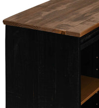 Sideboard HALDEN mit Schiebetür Schwarz 80x40x80 cm Massivholz