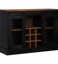 Sideboard HALDEN 2 Schiebetüren Schwarz 112x40x80 cm Massivholz