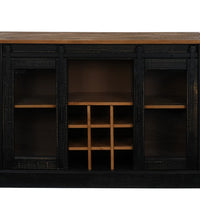 Sideboard HALDEN 2 Schiebetüren Schwarz 112x40x80 cm Massivholz