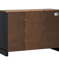 Sideboard HALDEN 2 Schiebetüren Schwarz 112x40x80 cm Massivholz