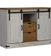 Sideboard HALDEN 2 Schiebetüren Weiß 112x40x80 cm Massivholz