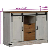 Sideboard HALDEN 2 Schiebetüren Weiß 112x40x80 cm Massivholz