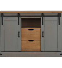 Sideboard HALDEN 2 Schiebetüren Grau 112x40x80 cm Massivholz