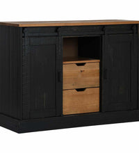 Sideboard HALDEN 2 Schiebetüren Schwarz 112x40x80 cm Massivholz