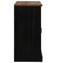 Sideboard HALDEN 2 Schiebetüren Schwarz 112x40x80 cm Massivholz