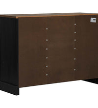 Sideboard HALDEN 2 Schiebetüren Schwarz 112x40x80 cm Massivholz