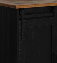 Sideboard HALDEN 2 Schiebetüren Schwarz 112x40x80 cm Massivholz