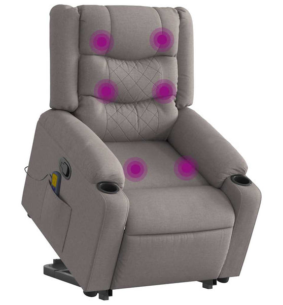 Massagesessel mit Aufstehhilfe Taupe Stoff