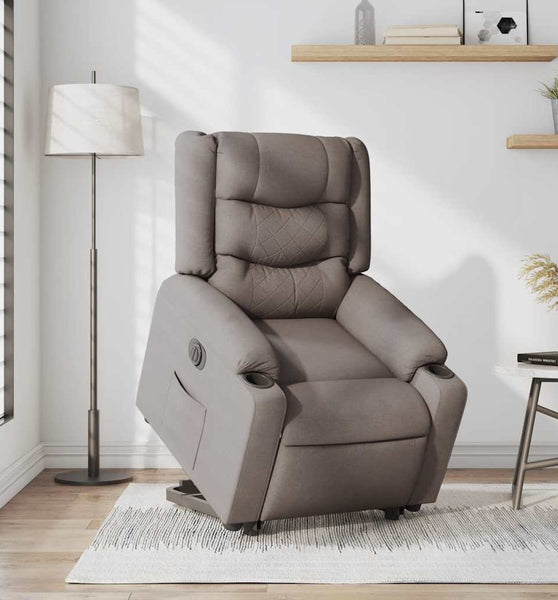 Relaxsessel mit Aufstehhilfe Elektrisch Taupe Stoff