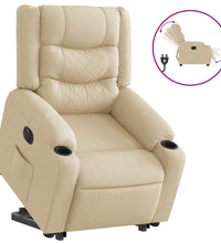 Relaxsessel mit Aufstehhilfe Elektrisch Creme Stoff