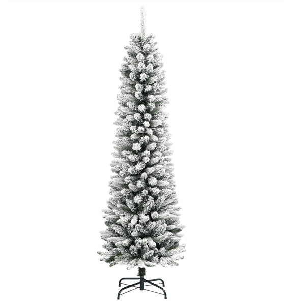 Künstlicher Weihnachtsbaum Schlank mit Schnee 150 cm PVC & PE