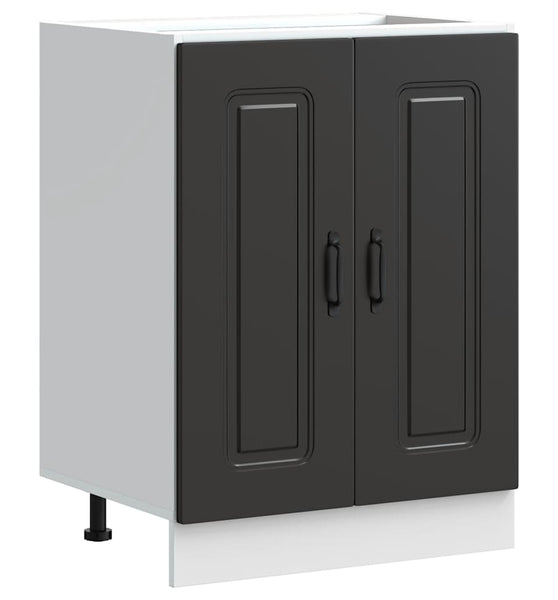 Spülenunterschrank Kalmar Schwarz 60x46x81,5 cm Holzwerkstoff