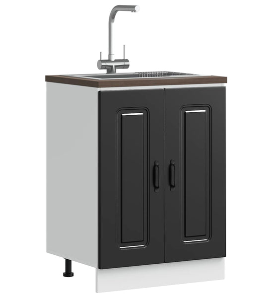 Spülenunterschrank Kalmar Schwarz 60x46x81,5 cm Holzwerkstoff