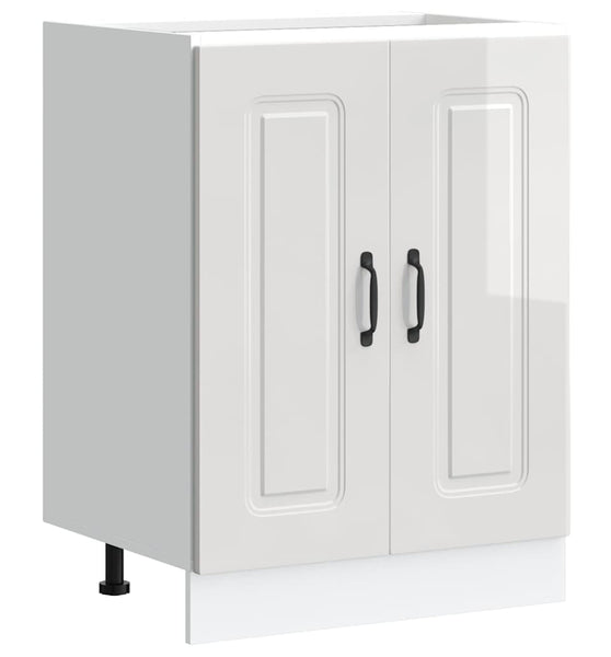 Spülenunterschrank Kalmar Hochglanz-Weiß 60x46x81,5 cm