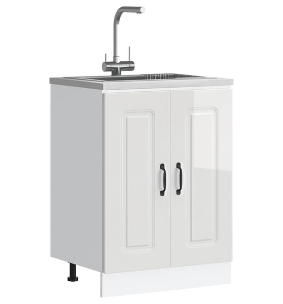 Spülenunterschrank Kalmar Hochglanz-Weiß 60x46x81,5 cm