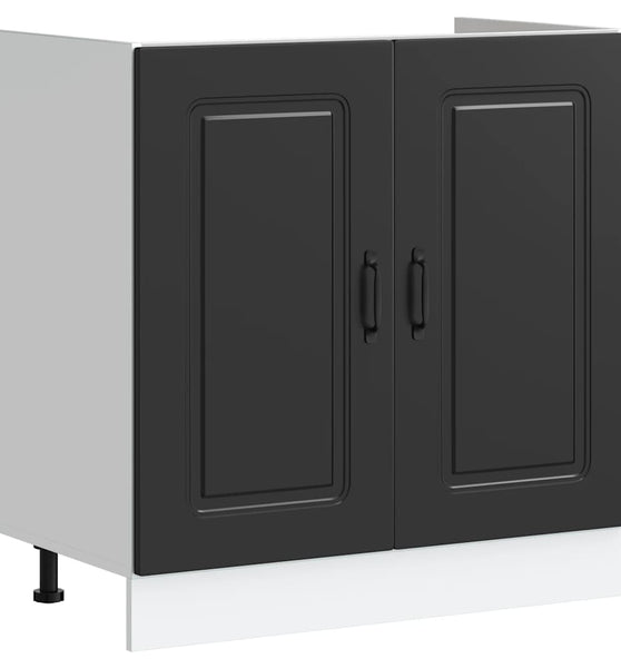 Spülenunterschrank Kalmar Schwarz 80x46x81,5 cm Holzwerkstoff
