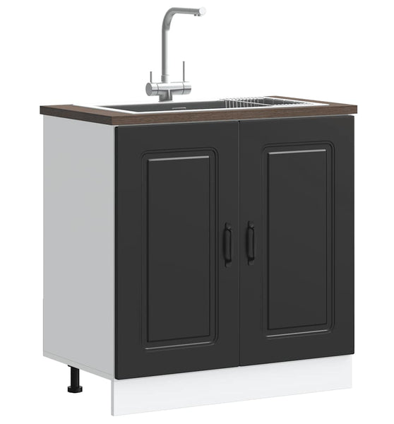 Spülenunterschrank Kalmar Schwarz 80x46x81,5 cm Holzwerkstoff