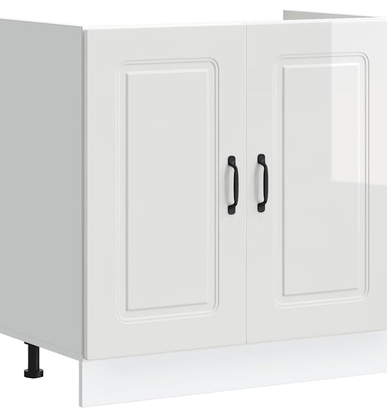 Spülenunterschrank Kalmar Hochglanz-Weiß 80x46x81,5 cm