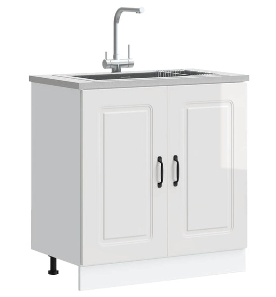 Spülenunterschrank Kalmar Hochglanz-Weiß 80x46x81,5 cm