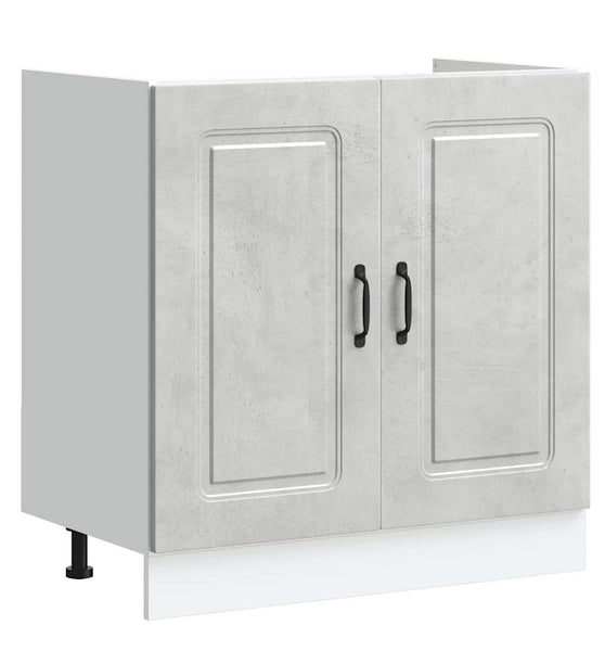 Spülenunterschrank Kalmar Betongrau 80x46x81,5 cm Holzwerkstoff