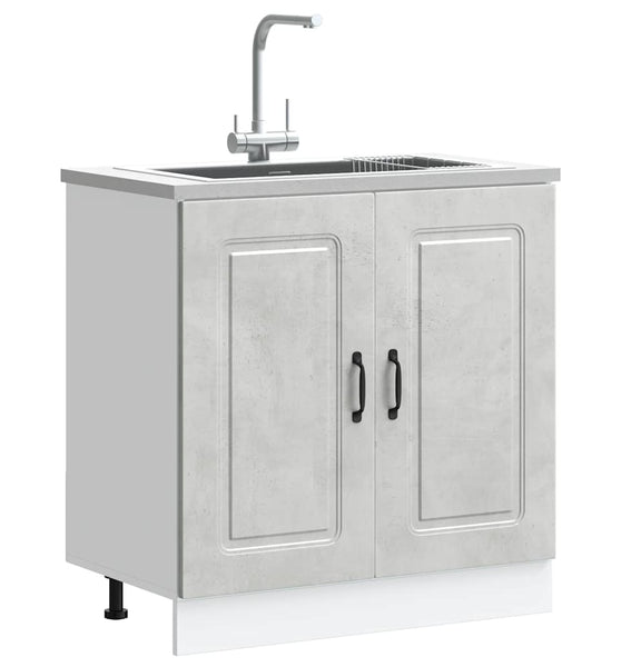 Spülenunterschrank Kalmar Betongrau 80x46x81,5 cm Holzwerkstoff
