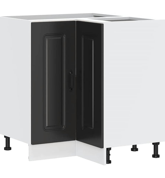 Küchen-Eckunterschrank Kalmar Schwarz Holzwerkstoff