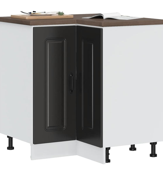 Küchen-Eckunterschrank Kalmar Schwarz Holzwerkstoff
