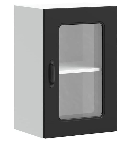 Küchen-Hängeschrank mit Glastür Kalmar Schwarz Holzwerkstoff