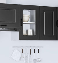 Küchen-Hängeschrank mit Glastür Kalmar Schwarz Holzwerkstoff