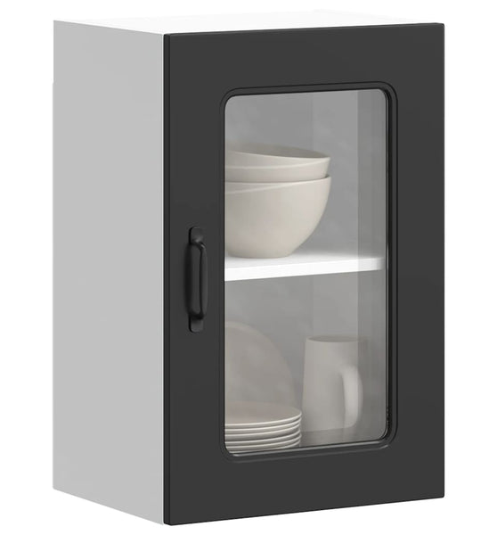Küchen-Hängeschrank mit Glastür Kalmar Schwarz Holzwerkstoff