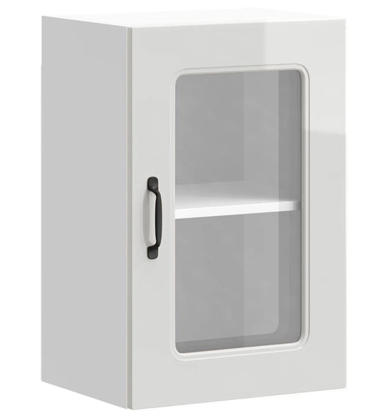 Küchen-Hängeschrank mit Glastür Hochglanz-Weiß Holzwerkstoff